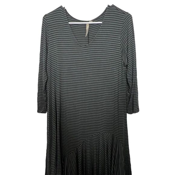 Comfy USA Dress Medium Stripe Lagenlook Avant Garde Balloon Hem Parachute - Picture 3 of 7